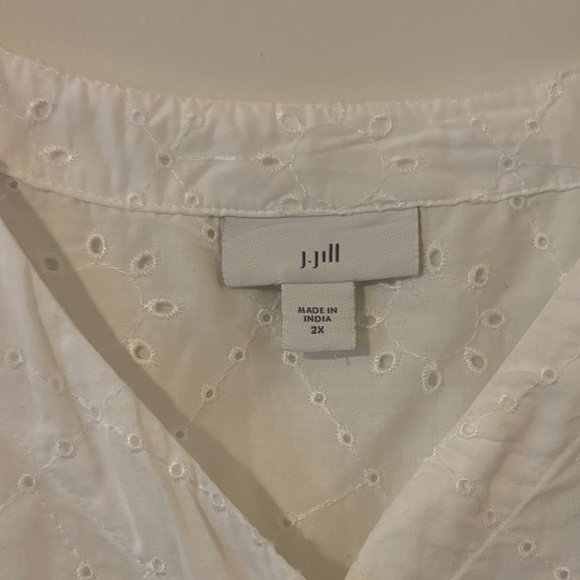 J. Jill Eyelet Cotton White Button-Down Women's Shirt 2x - dreamy cottagecore - Picture 2 of 7